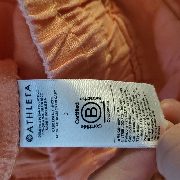 Athleta Cabo Linen 4" Shorts Size 0 Resortwear Vacation Orange Elastic Waist - Picture 9 of 12